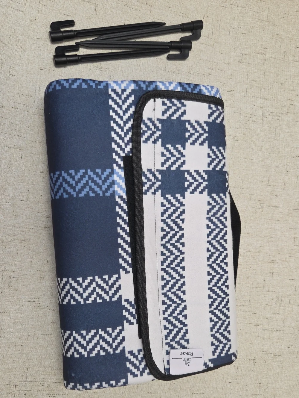 Pawse Picnic Blanket- Blue Plaid